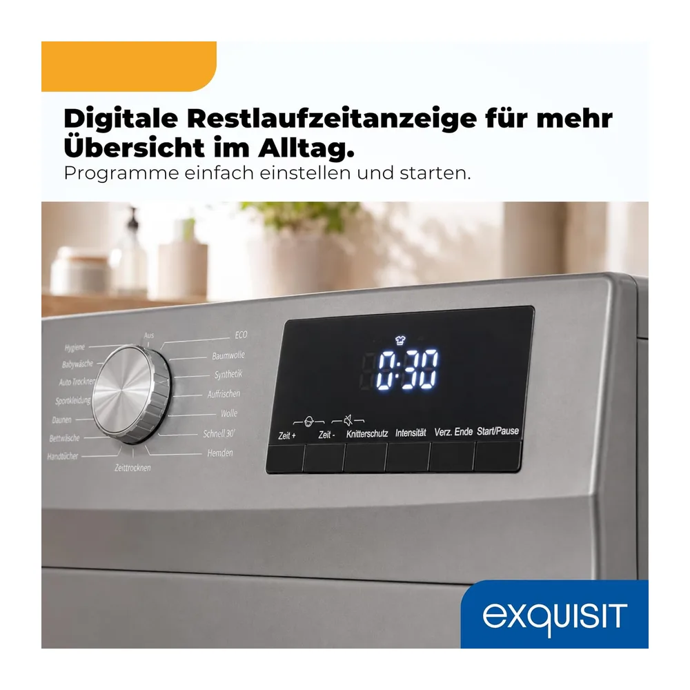 Exquisit Wärmepumpentrockner 7 kg - 15 Programme, Titanium Grau [Energieklasse E] — 4