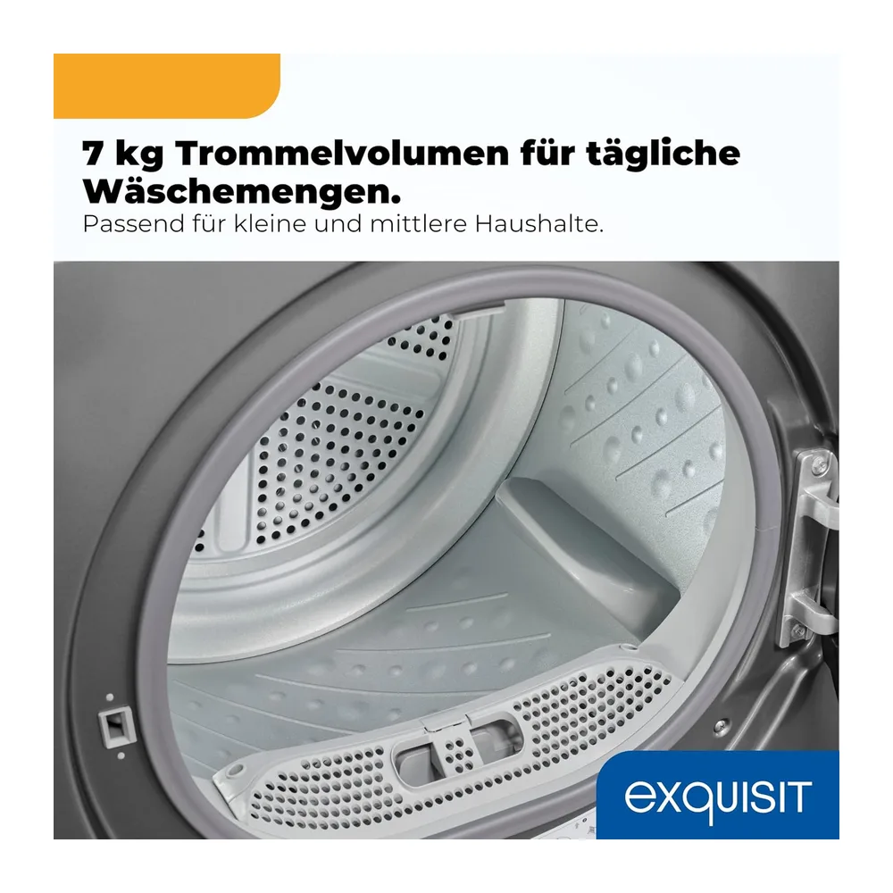 Exquisit Wärmepumpentrockner 7 kg - 15 Programme, Titanium Grau [Energieklasse E] — 5