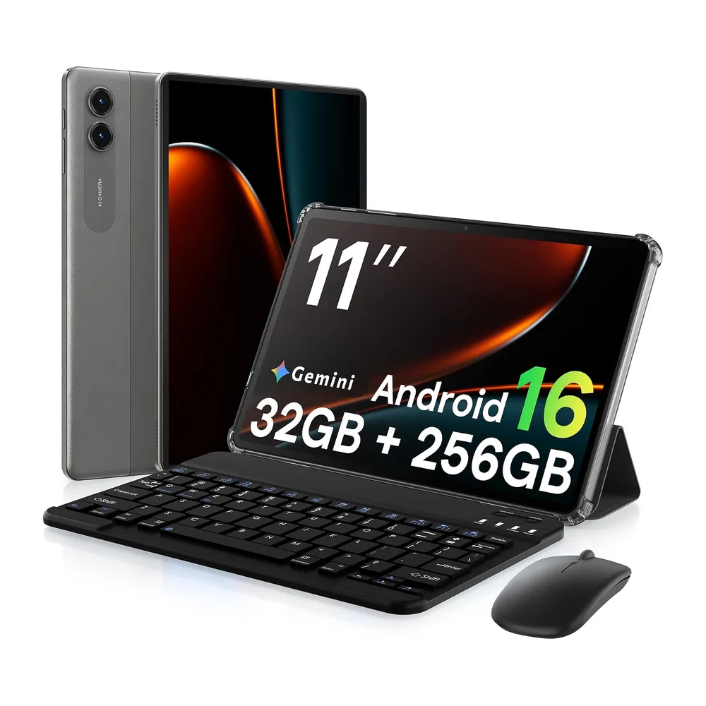 Tablet 11 Zoll Android 16 mit Tastatur, 32GB+256GB, 2TB, 90Hz, 8000mAh