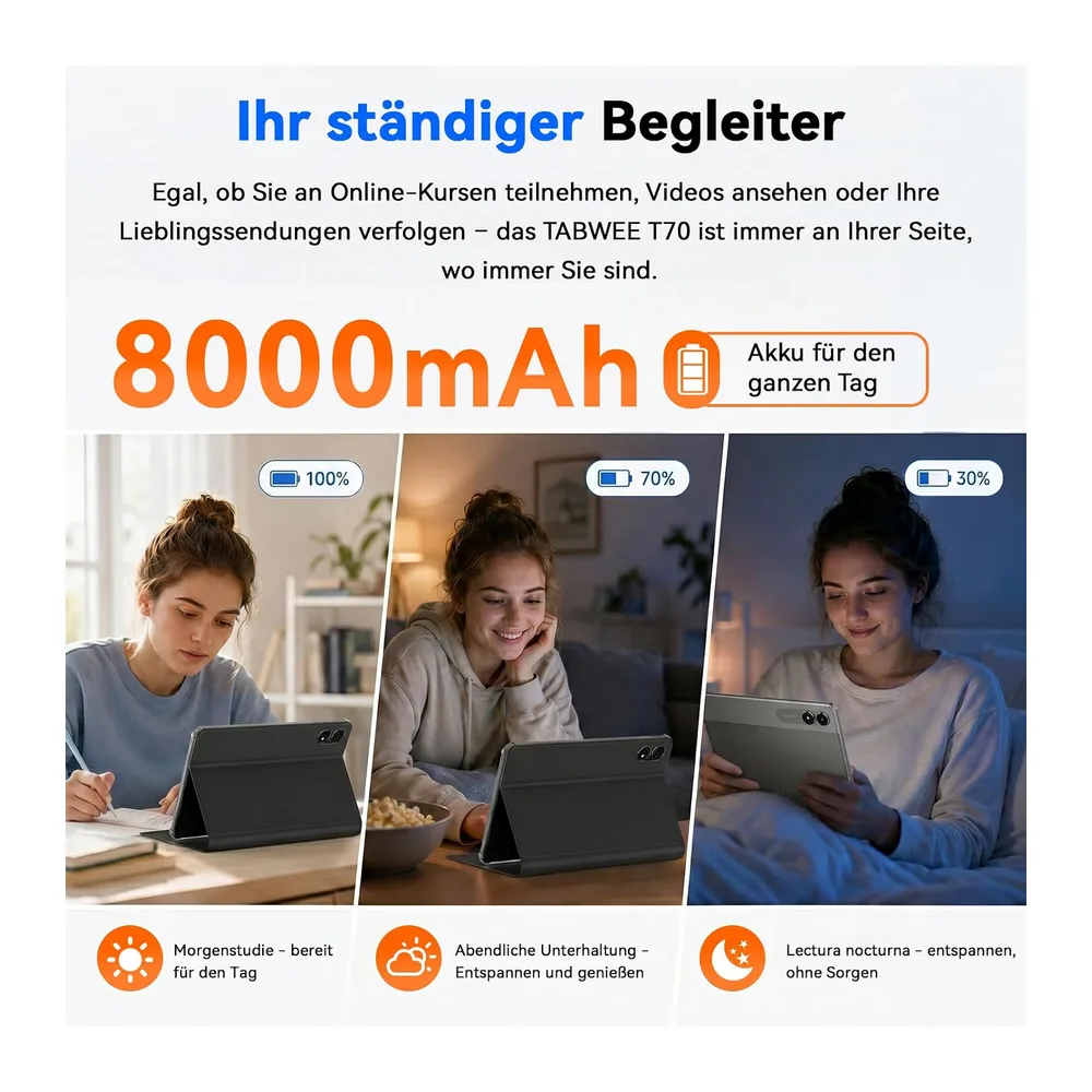 Tablet 11 Zoll Android 16 mit Tastatur, 32GB+256GB, 2TB, 90Hz, 8000mAh — 4