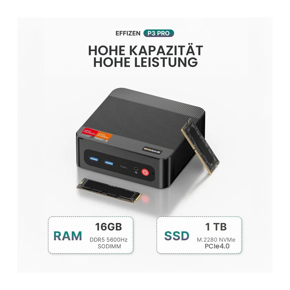 BOSGAME P3 Pro Mini-Gaming-PC AMD Ryzen 9 7940HS — 5