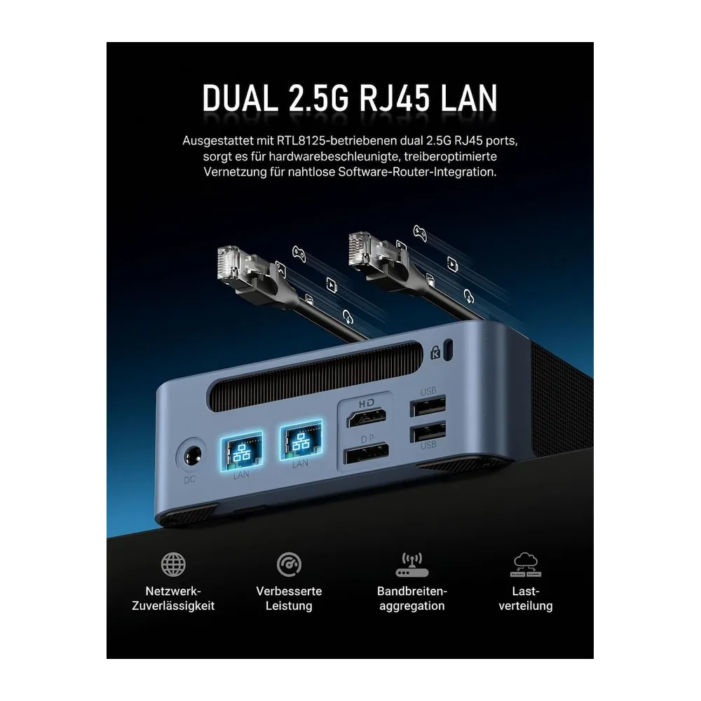BOSGAME E5 Home-Office-Mini-PC, Ryzen 5300U (Besser als 4300U, bis zu 3,8 GHz), 16 GB DDR4-RAM, 512 GB — 5
