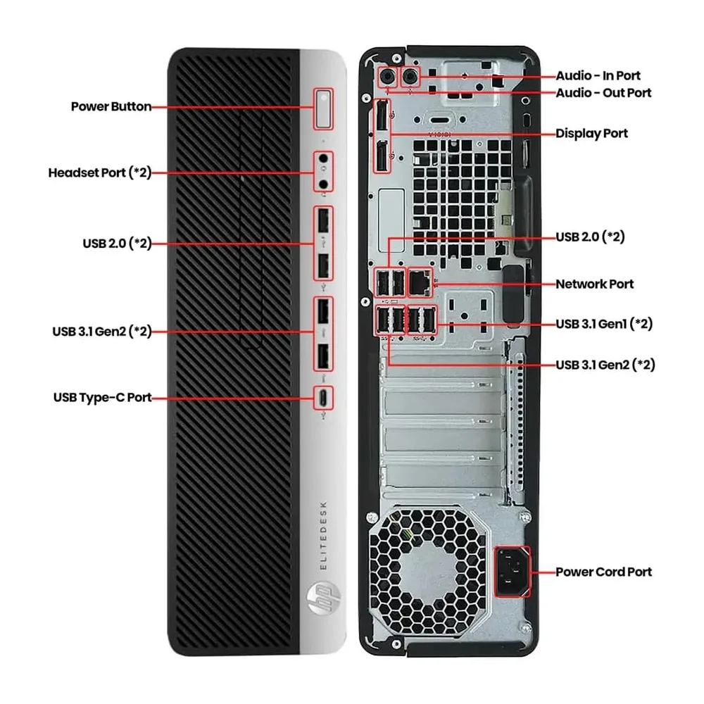 HP EliteDesk 800 G5 SFF Desktop-PC, Intel Core i5-8500T, 16GB RAM, 512GB SSD, WiFi, Bluetooth, US-Tastatur, — 3