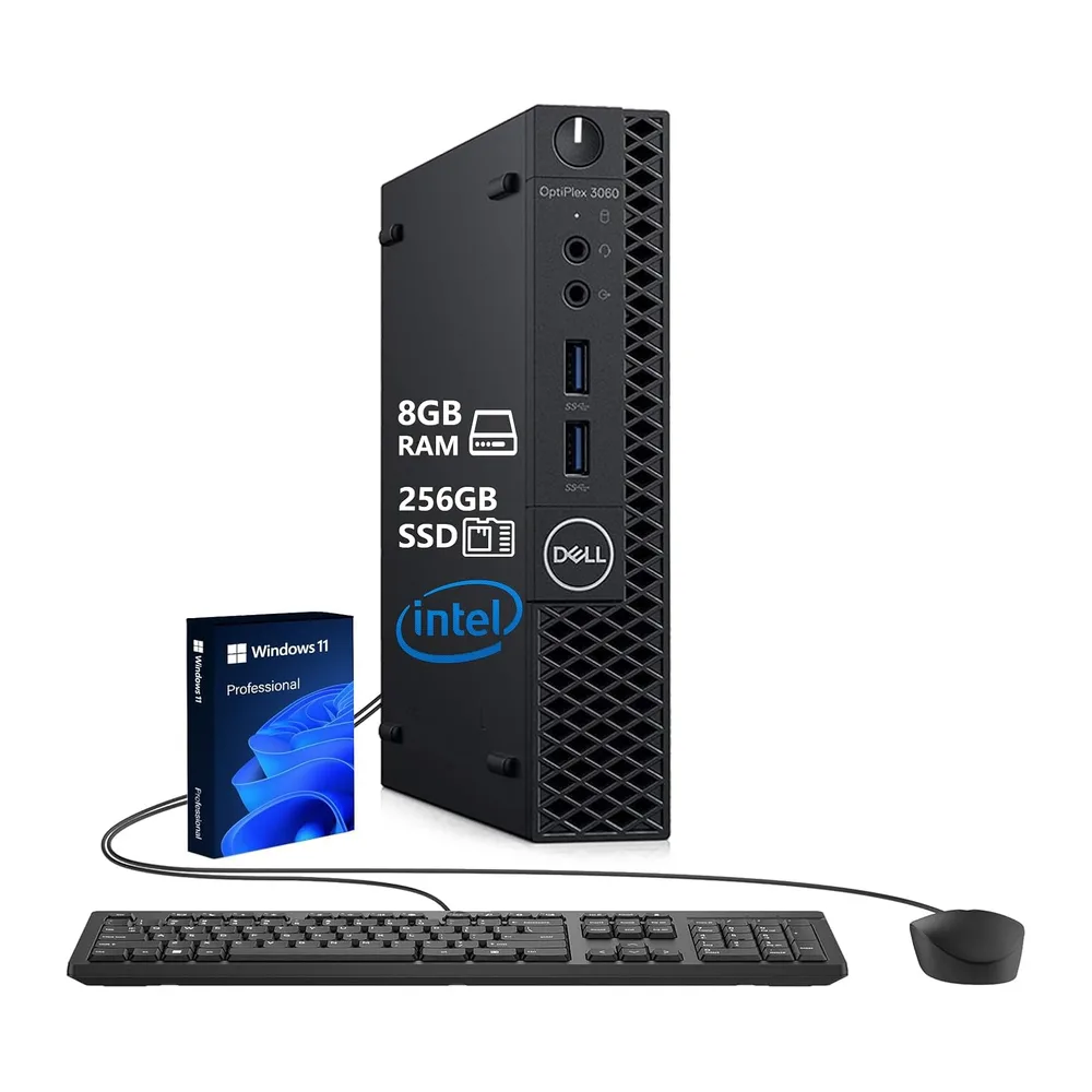 Dell Optiplex 3060 Mini Desktop-PC, Intel Core i5-8400T, 8 GB RAM, 256 GB SSD, US-Tastatur, QWERTY, WLAN,