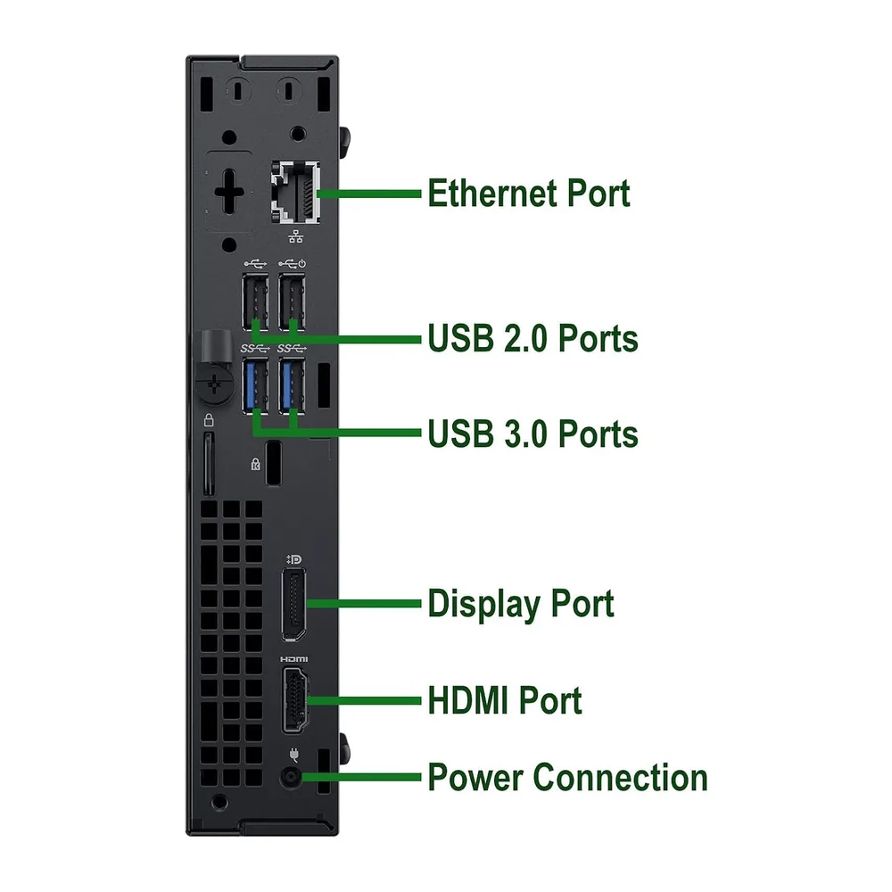 Dell Optiplex 3060 Mini Desktop-PC, Intel Core i5-8400T, 8 GB RAM, 256 GB SSD, US-Tastatur, QWERTY, WLAN, — 6