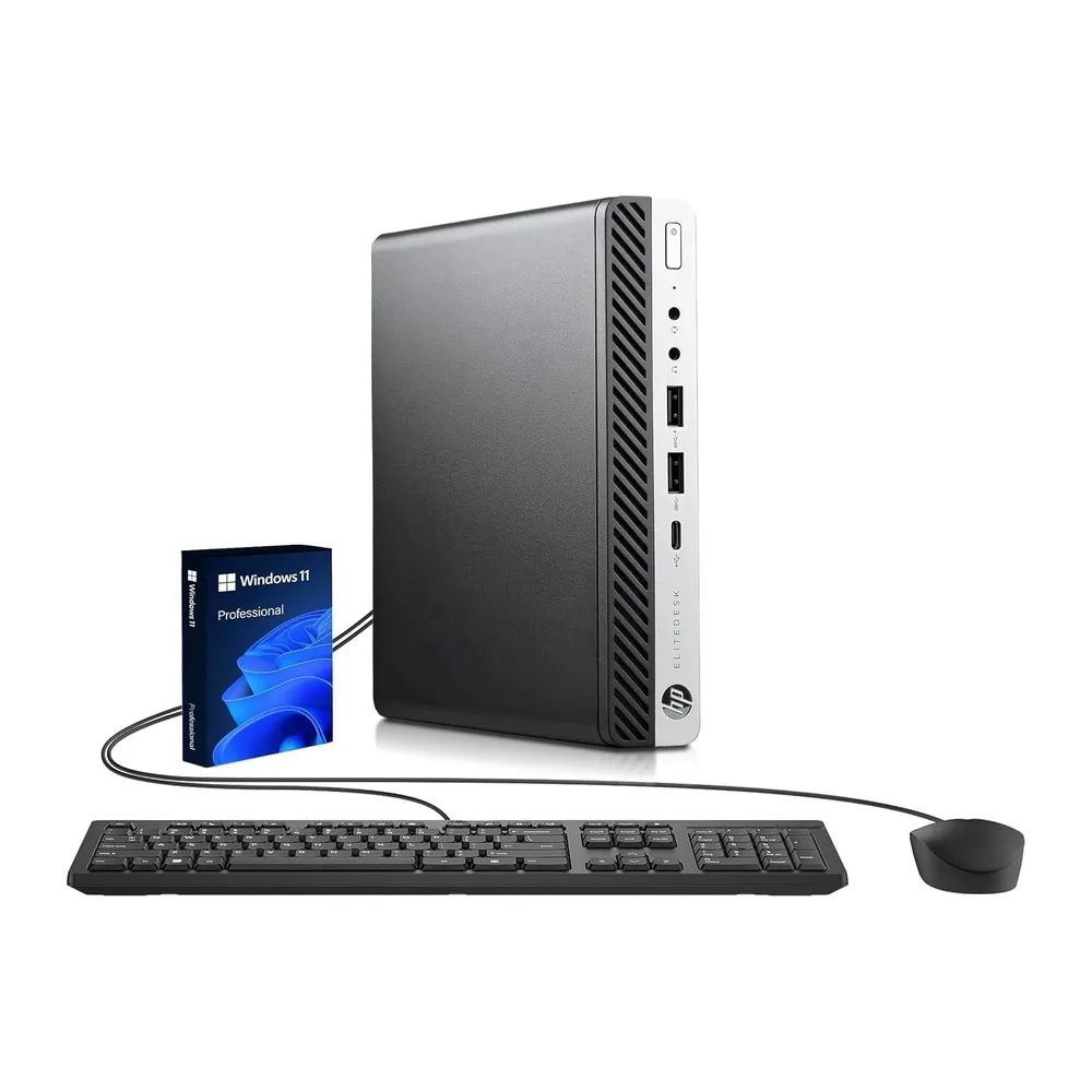 HP EliteDesk 800 G5 Mini Desktop-PC, Intel Core i5-9500T, 16GB RAM, 256GB SSD, WiFi, Bluetooth, US-Tastatur,