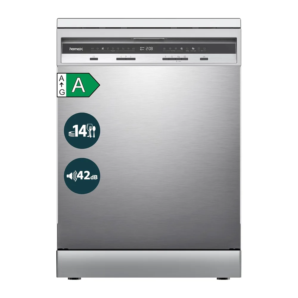 homeX DWFS601442A-S Geschirrspüler 60 cm Spülmaschine freistehend EEK A [Energieklasse A]