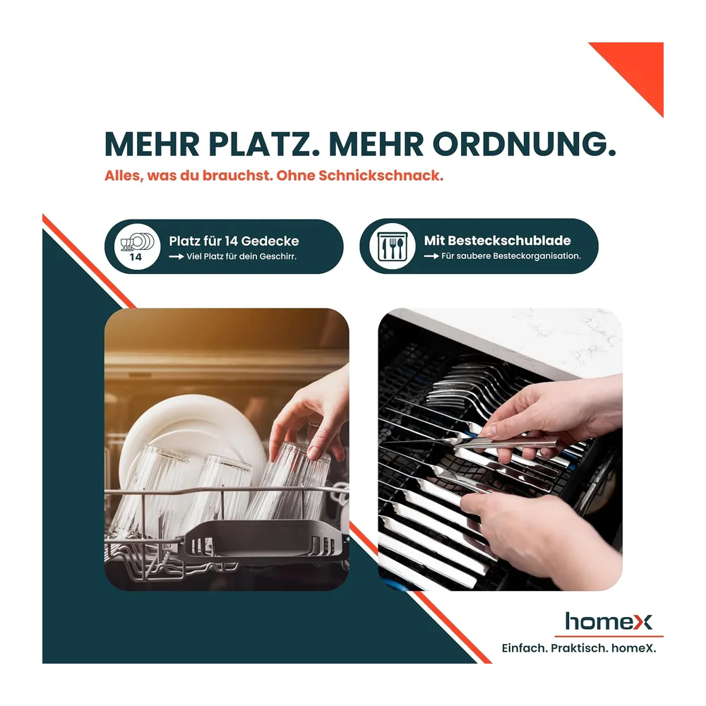 homeX DWFS601442A-S Geschirrspüler 60 cm Spülmaschine freistehend EEK A [Energieklasse A] — 3