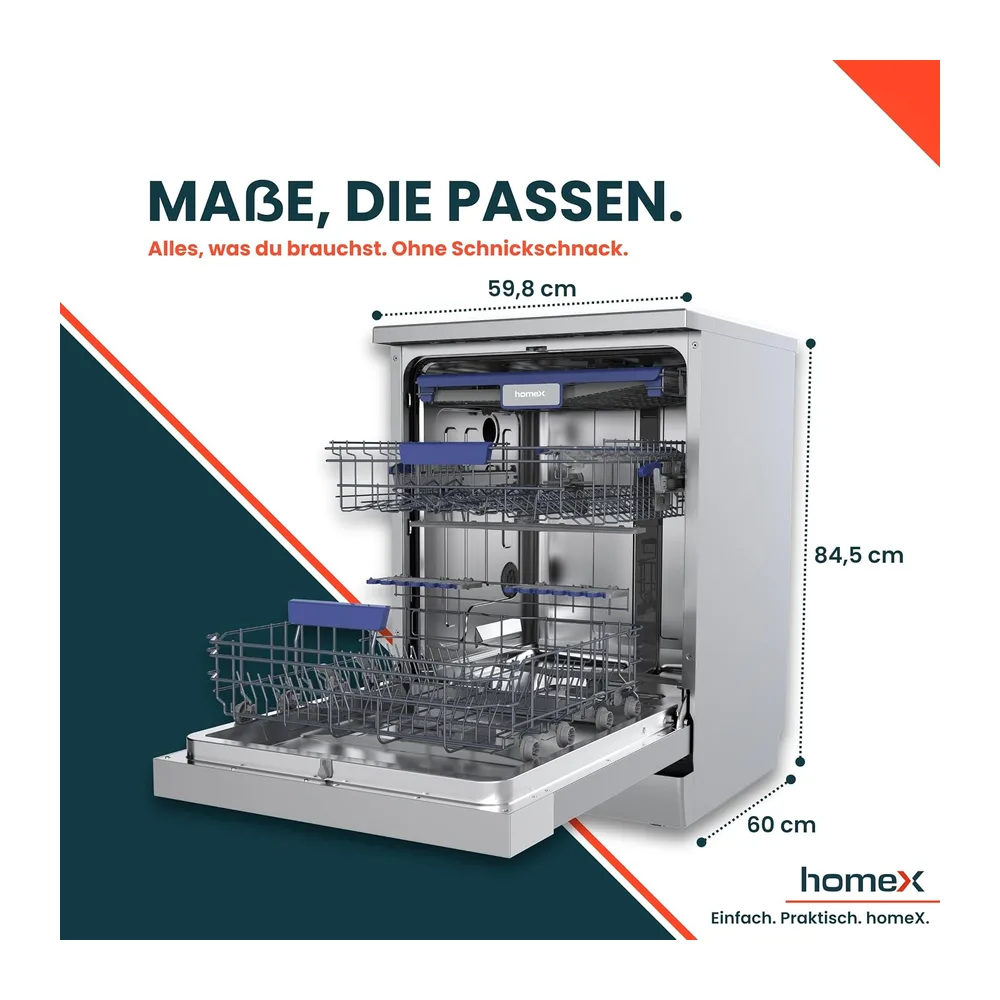 homeX DWFS601442A-S Geschirrspüler 60 cm Spülmaschine freistehend EEK A [Energieklasse A] — 5