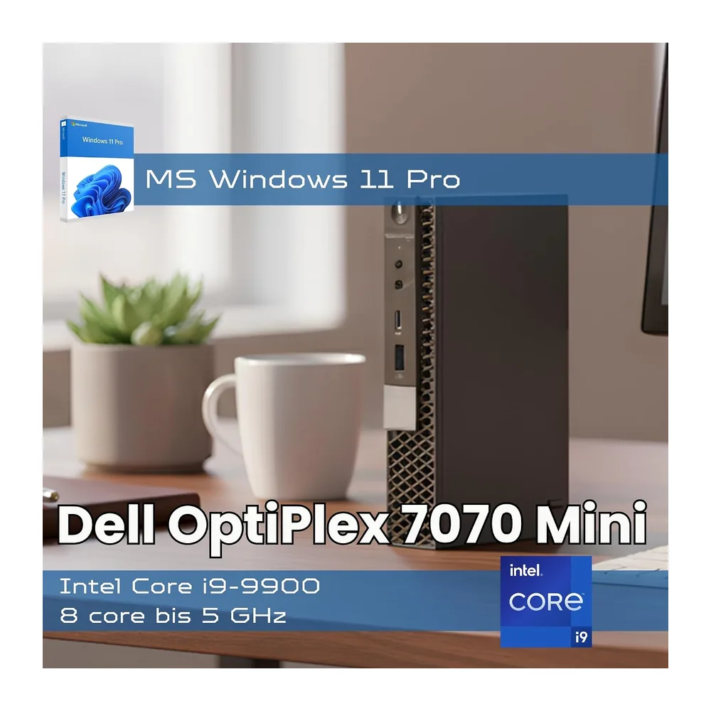 Dell OptiPlex 7070 Kompakter Mini-PC | Intel Core i9-9900, 8 Kerne, 16 Threads, Turbo bis 5,0 GHz | 16 GB — 2