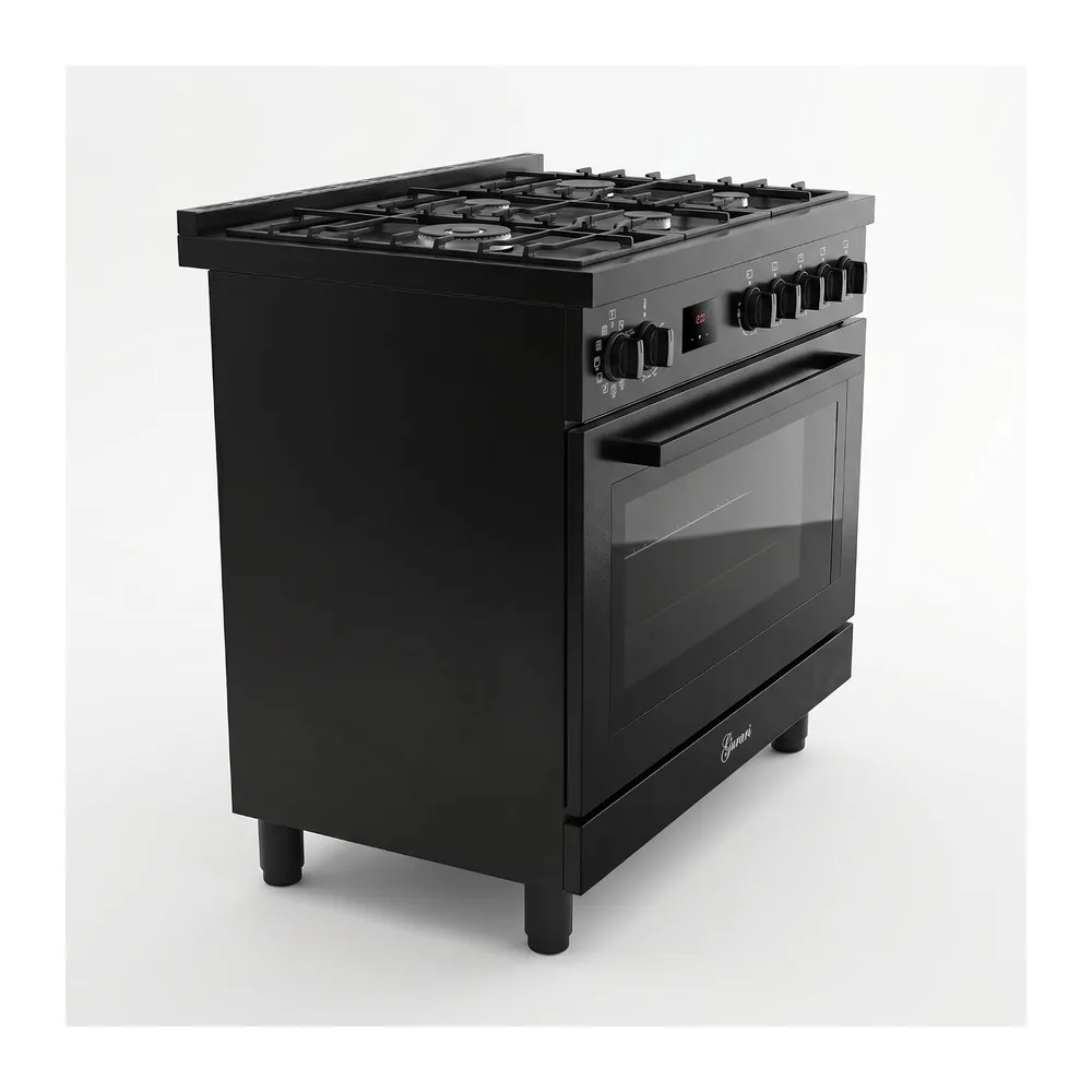 Gurari Gasherd 90 cm GCH E 818 BL • Gas Elektro Standherd Schwarz • 126L XXL Backofen mit Air Fry & Drehspieß — 2