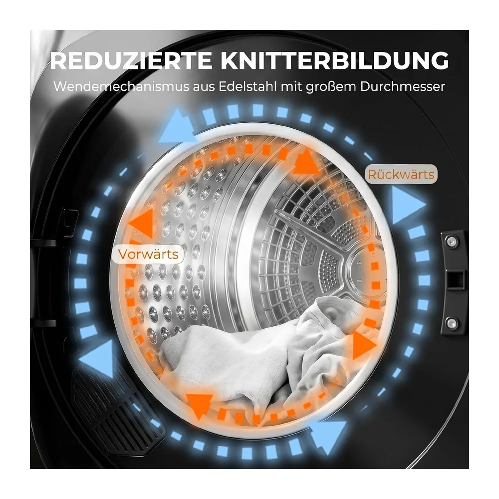 HOMCOM Wäschetrockner 5 kg Mini Ablufttrockner 9 Programmen 1000W Schwarz [Energieklasse G] — 5