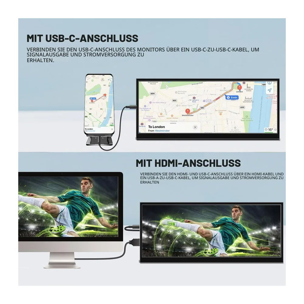 Prechen Tragbarer Sekundärer 12,3-Zoll-Monitor mit HDMI und USB-C — 2