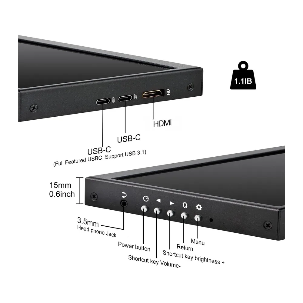 Prechen Tragbarer Sekundärer 12,3-Zoll-Monitor mit HDMI und USB-C — 5