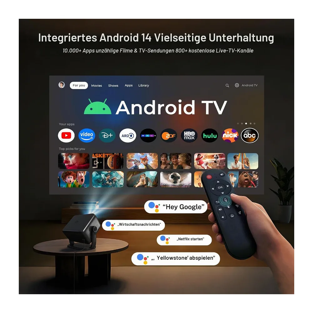 4K Unterstützung Smart Beamer KI Sprachsteuerung & Fernbedienung per App — 2