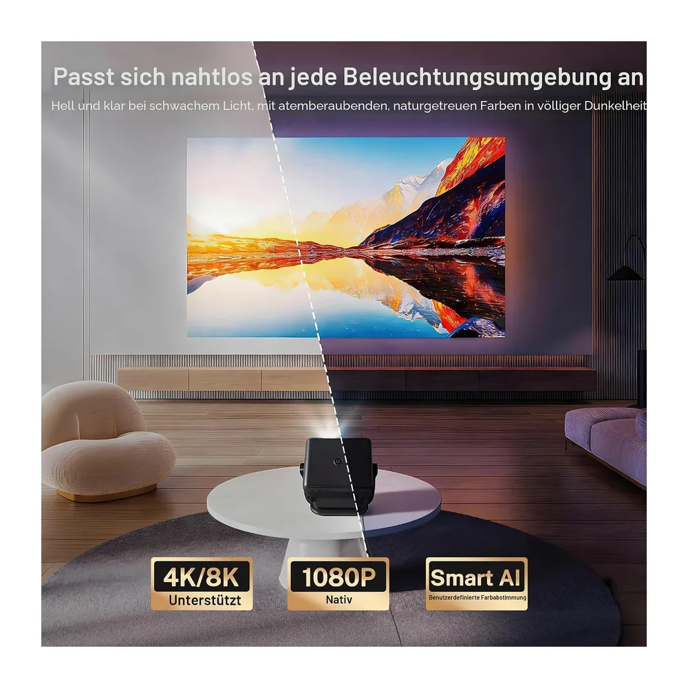 4K Unterstützung Smart Beamer KI Sprachsteuerung & Fernbedienung per App — 3