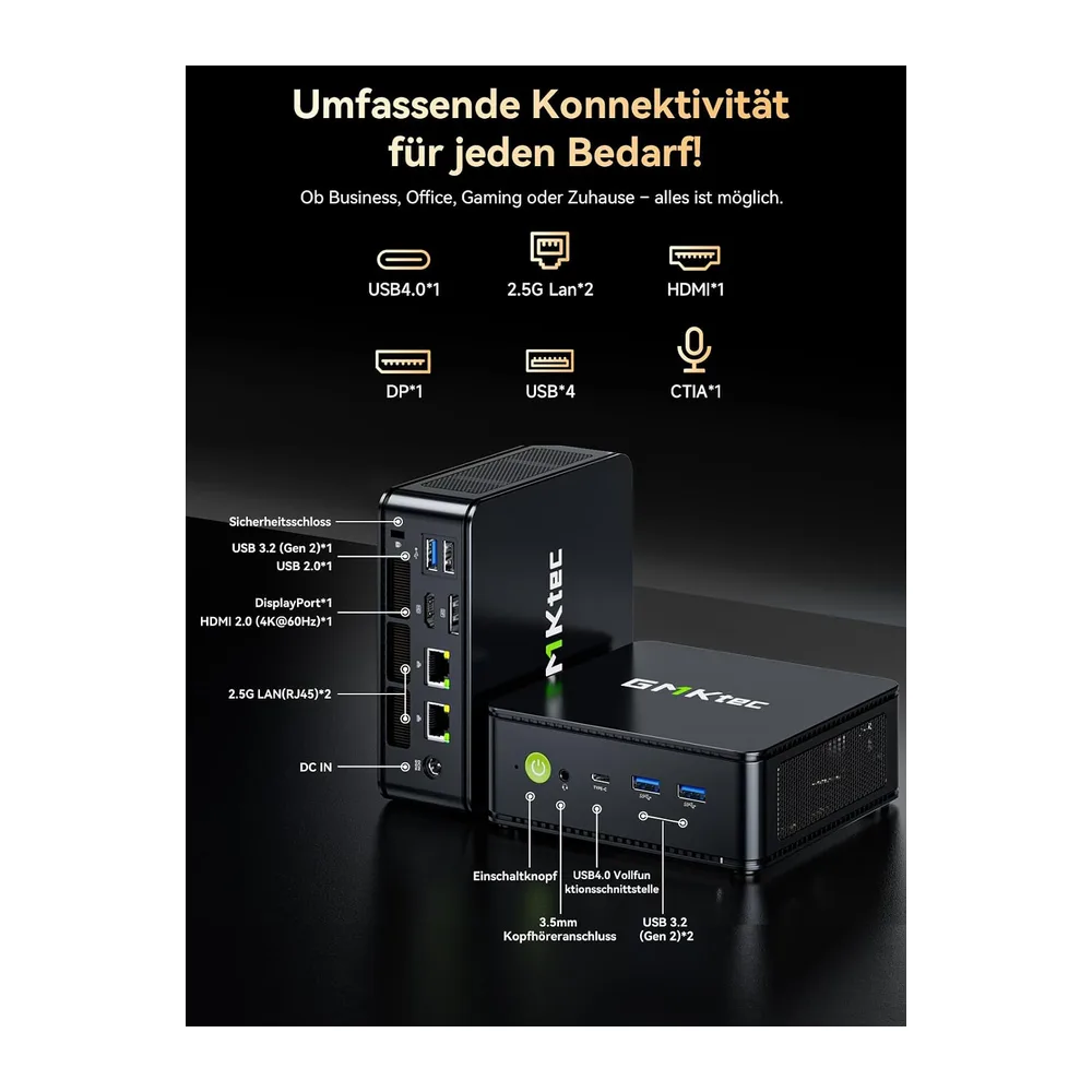 GMKtec M6 Ultra Mini PC, 3 Jahre Support, AMD Ryzen 5 7640HS (Beats 6800H) bis 5,0 GHz, 16GB DDR5 RAM 1TB — 5