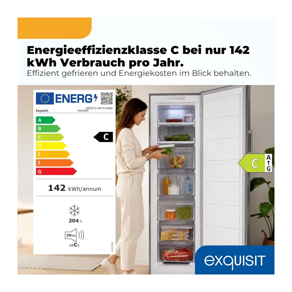 Exquisit Gefrierschrank 204 l No Frost | Energieklasse C | Schnellgefrieren | digitale Temperaturanzeige | — 2