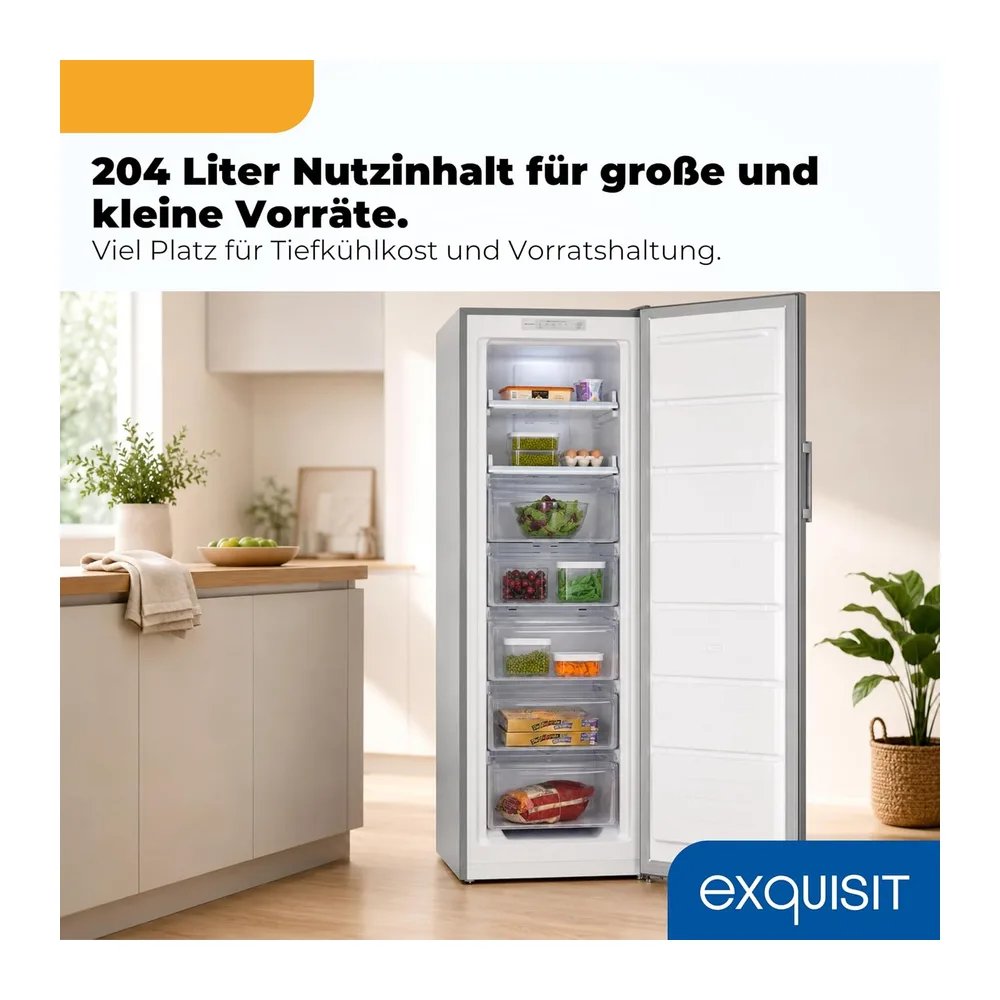 Exquisit Gefrierschrank 204 l No Frost | Energieklasse C | Schnellgefrieren | digitale Temperaturanzeige | — 5