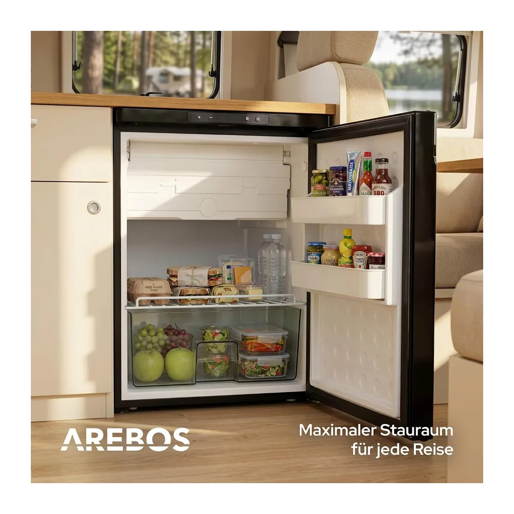 Arebos Wohnmobil Kompressor Kühlschrank 65L mit Gefrierfach — 4