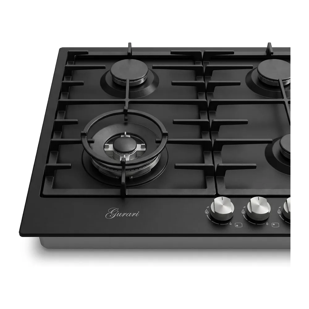 Gurari Gaskochfeld 90 cm GCH FB 905 BL • Autarkes Gas Kochfeld Schwarz Emaille • 5 Gasbrenner mit 4,0 kW WOK — 3