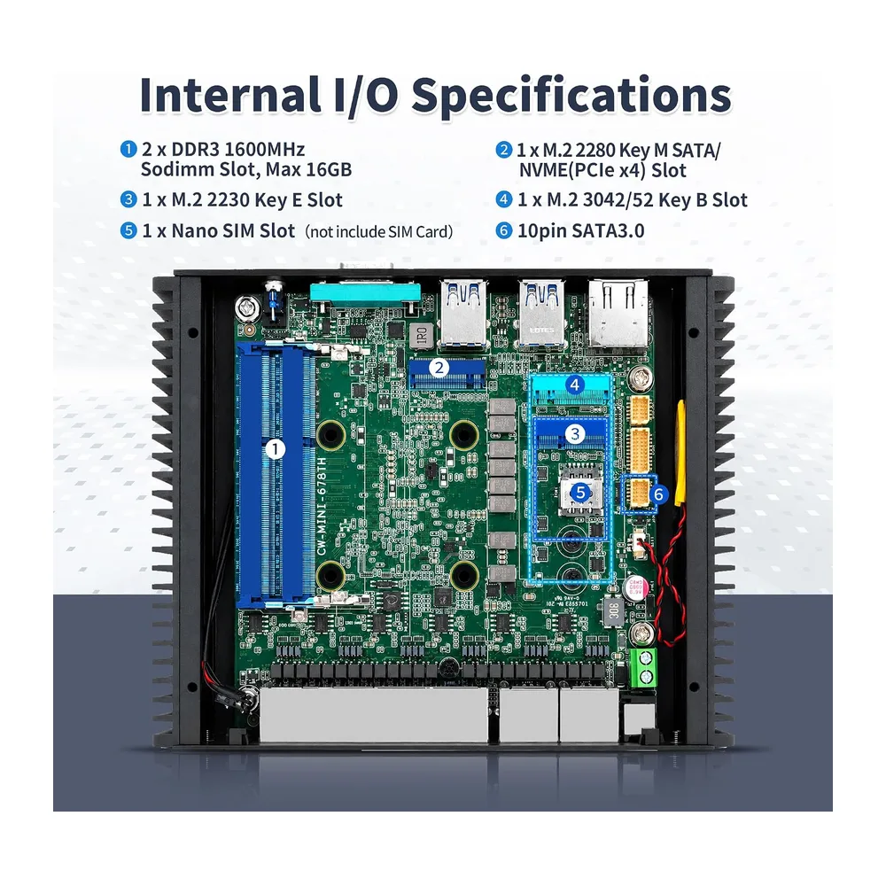 CWWK Mini PC Firewall Hardware, i3-8130U, 6 x 2.5GbE i226-V, Fanless Mini Computer Box, OPNsense Micro — 4