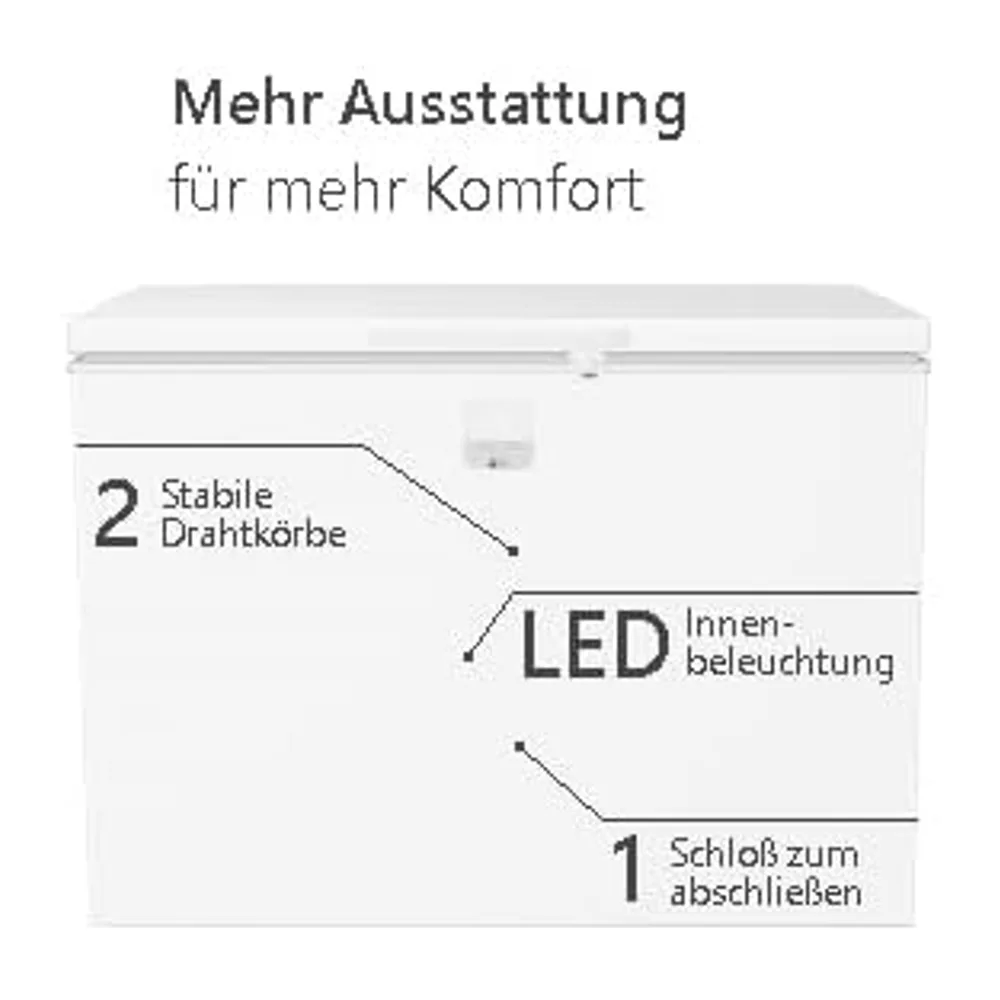 SCHOEPF – GTNF280SD NO-FROST Gefriertruhe - nie wieder abtauen - 277 L – 84,7 x 111,4 x 63 cm – Energieklasse — 4