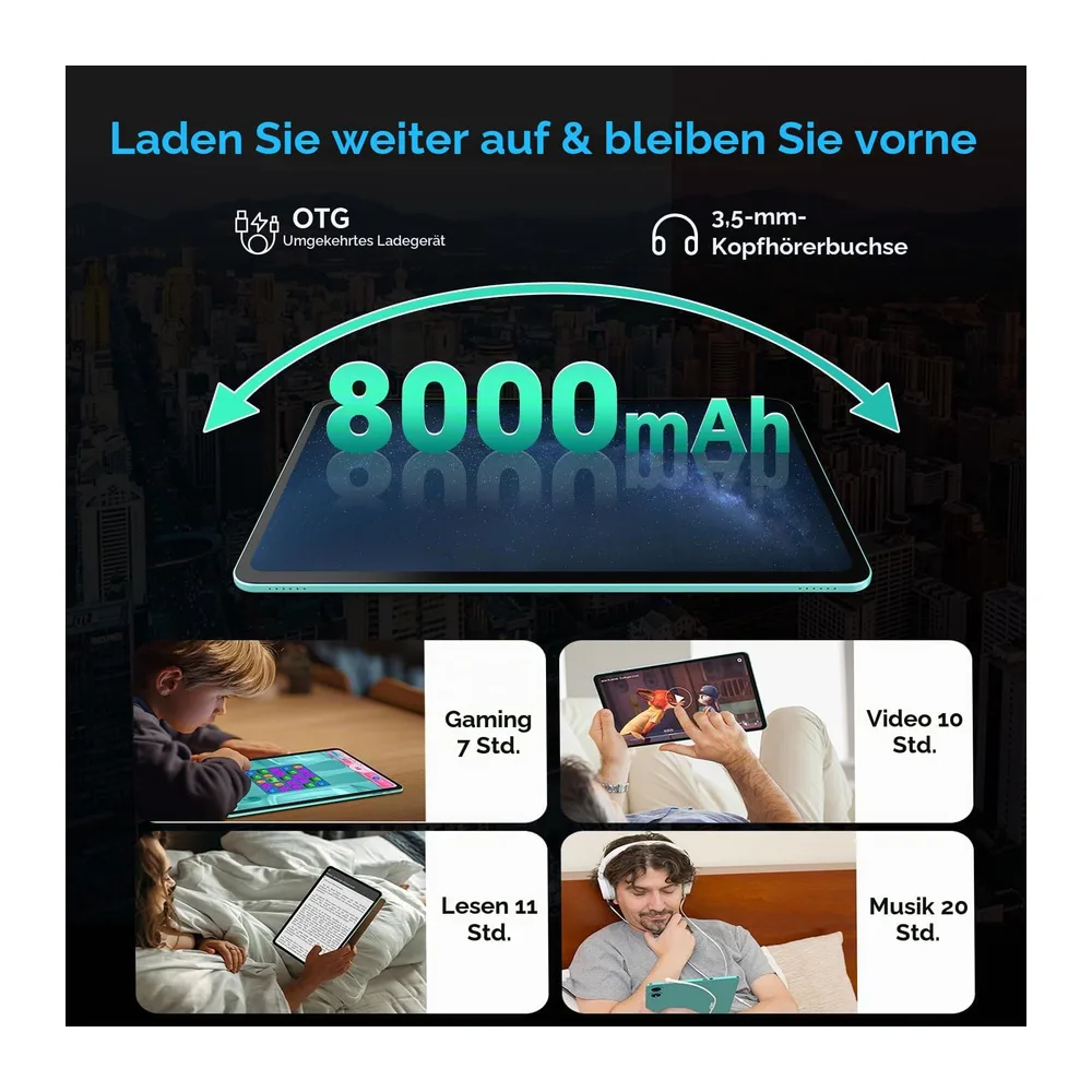 ODEA Tablet 12 Zoll 2K Display Android Tablets mit Stift und Hülle — 4