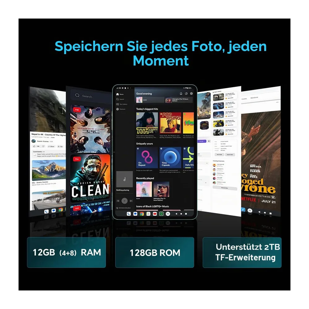 ODEA Tablet 12 Zoll 2K Display Android Tablets mit Stift und Hülle — 5