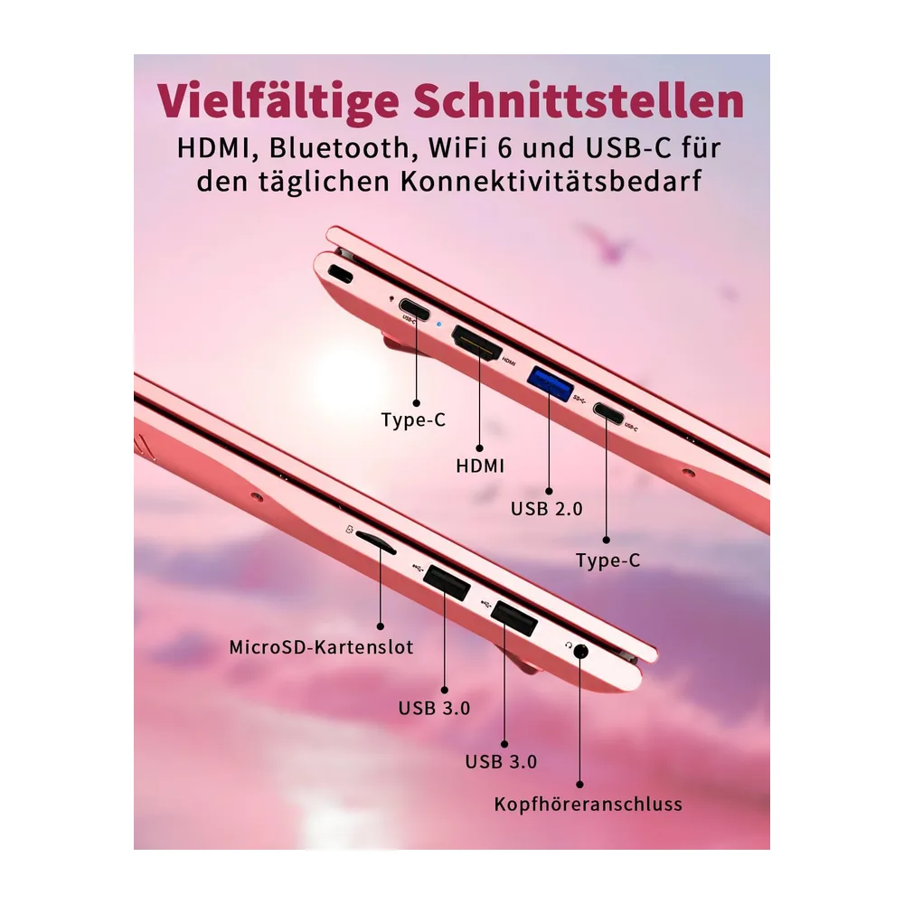 Molegar 15,6 Zoll FHD IPS Süß Laptop Roségold — 6