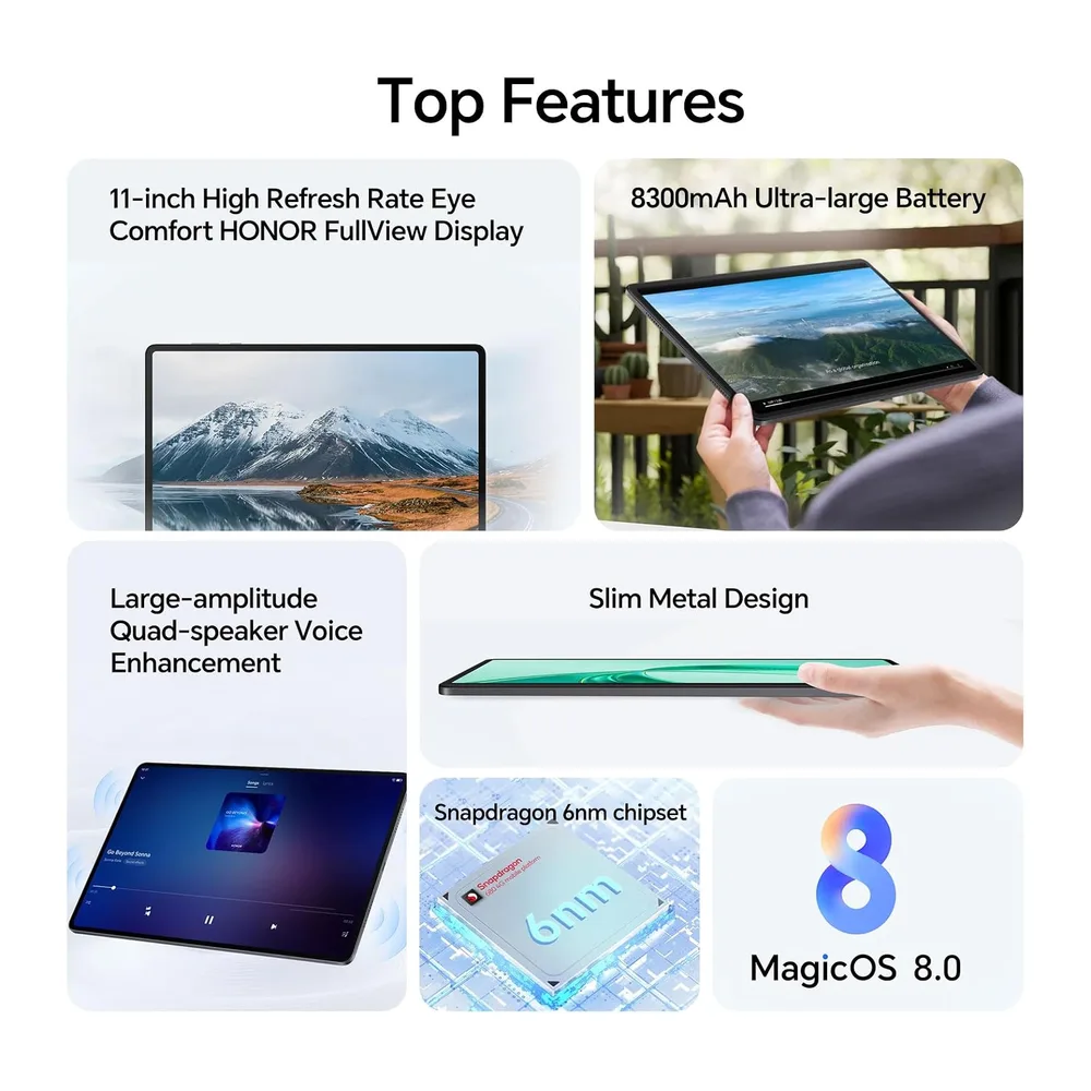 HONOR Pad X8a WLAN-Touchscreen-Tablet mit 4 GB RAM und 128 GB Speicher,Grau — 2