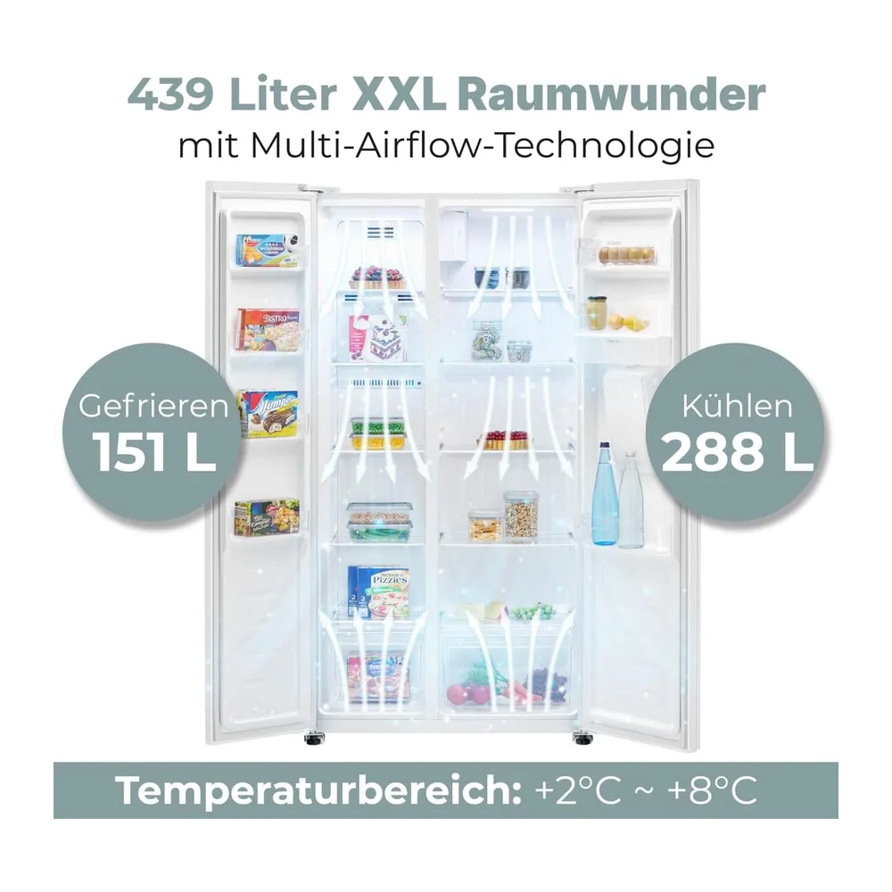 Bomann® Side by Side Kühlschrank | Wasserspender mit Tank | Energieklasse D | 177cm | NoFrost | 5 Jahre — 6