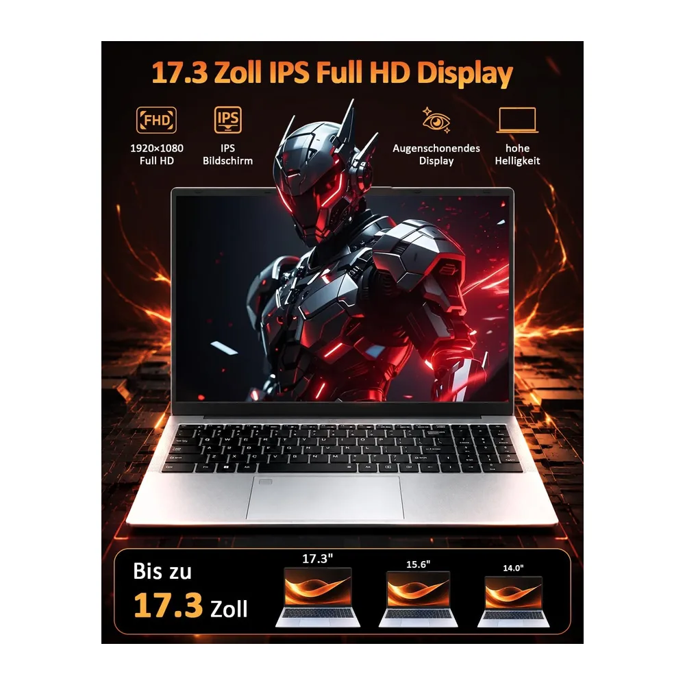 Molegar 2026 Laptop 17 Zoll Mit Deutscher Tastaturfolie|Lange Akkulaufzeit — 3
