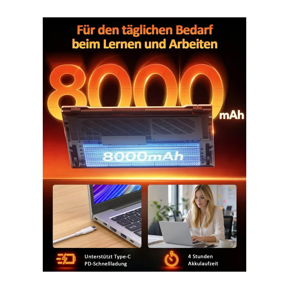 Molegar 2026 Laptop 17 Zoll Mit Deutscher Tastaturfolie|Lange Akkulaufzeit — 5