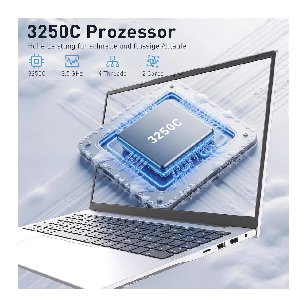 Auusda Laptop 15,6 Zoll Notebook, 16GB DDR4 RAM 512GB SSD, 3250C Prozessor, Fingerabdrucksensor, beleuchtete — 2