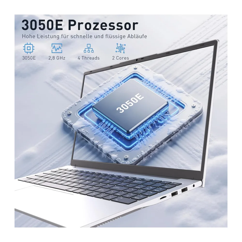 Auusda Laptop 15,6 Zoll Notebook, 16GB DDR4 RAM 512GB SSD, 3050E Prozessor, Fingerabdrucksensor, beleuchtete — 2
