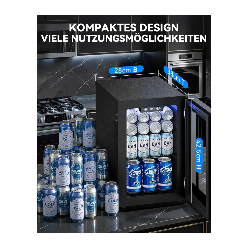 JUMMICO Getränkekühlschrank 18L Schwarz leise Kompressor 4-16°C [Energieklasse E] — 3