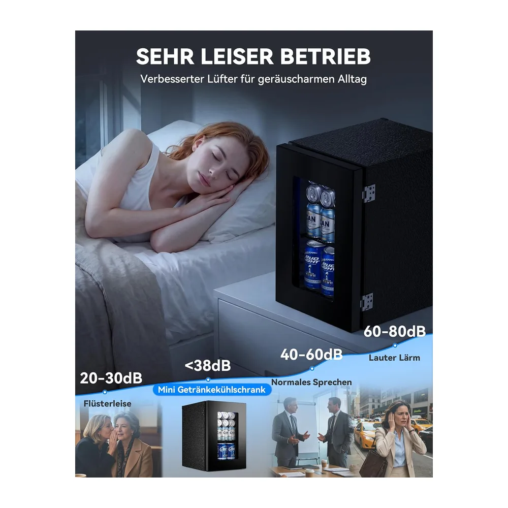 JUMMICO Getränkekühlschrank 18L Schwarz leise Kompressor 4-16°C [Energieklasse E] — 5