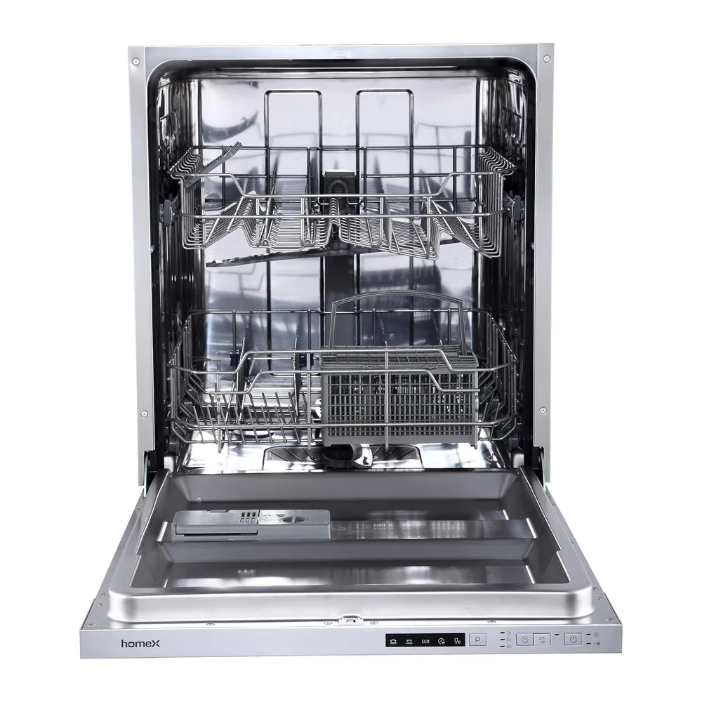 homeX DWSI601449E Geschirrspüler 60 cm Spülmaschine teilintegrierbar EEK E [Energieklasse E]