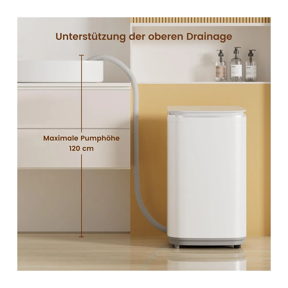 HAVA T01 Plus Mini Waschmaschine, 3 kg Fassungsvermögen, Ablaufpumpe [Energieklasse A] — 4