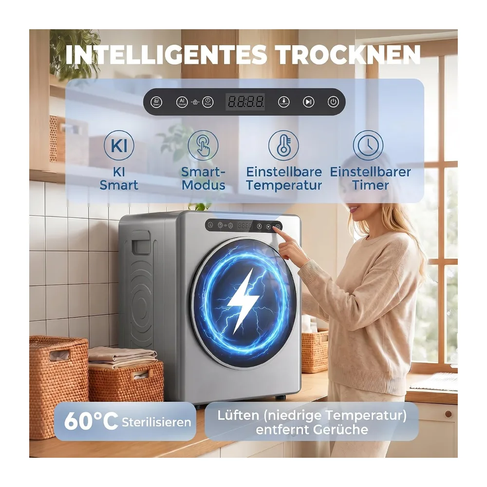HOMCOM Mini Ablufttrockner 5kg Wäschetrockner mit Sterilisation — 3