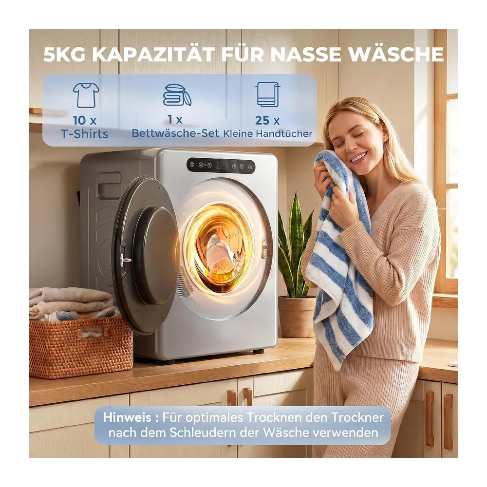 HOMCOM Mini Ablufttrockner 5kg Wäschetrockner mit Sterilisation — 4