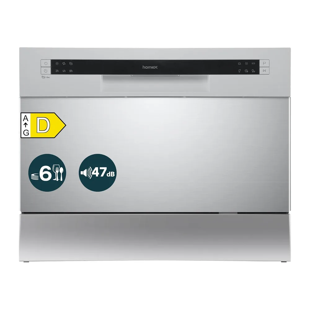 homeX GST6AD-S Tischgeschirrspüler Mini Geschirrspüler für 6 Maßgedecke [Energieklasse D]