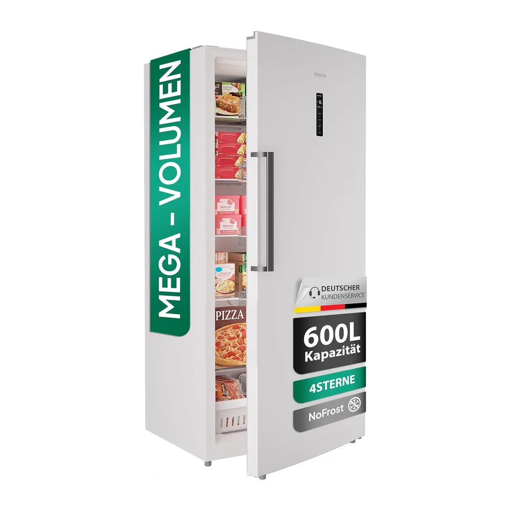 Heinrich´s Gefrierschrank, 600L XXL Freezer, No-Frost Schutz, 1x Gefrierschublade, 5x Glasböden, LED-Display,