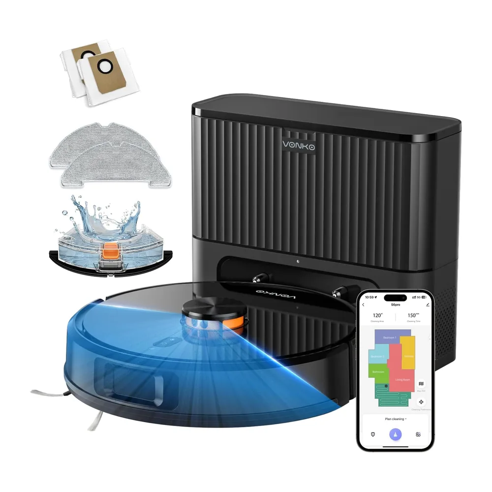 VONKO S6 Pro Saugroboter mit Wischfunktion und Absaugstation