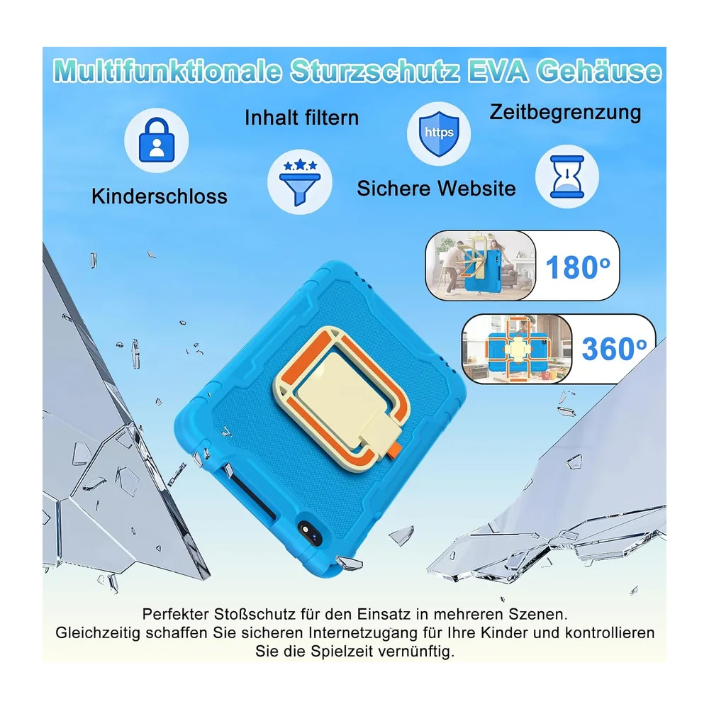 Kinder Tablet 10 zoll Android 15, 30 GB RAM + 2TB TF, Gemini AI, GMS - Blau — 5