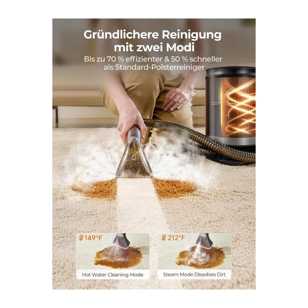 Uwant B400 Dampfreiniger Polsterreiniger Gerät 18Kpa Teppichreiniger Waschsauger Nasssauger Für Alltägliche — 2