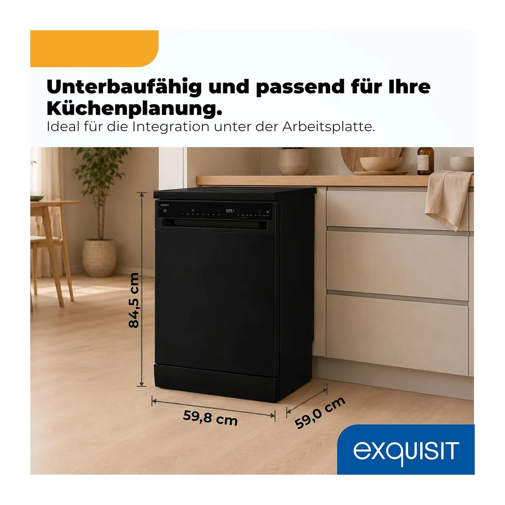 Exquisit Geschirrspüler 16 Maßgedecke, Schwarz [Energieklasse C] — 3