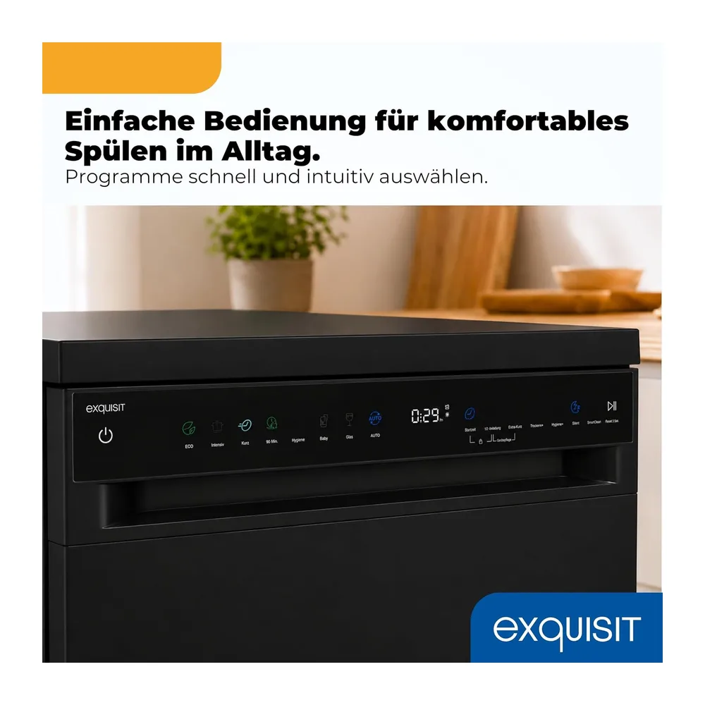 Exquisit Geschirrspüler 16 Maßgedecke, Schwarz [Energieklasse C] — 4