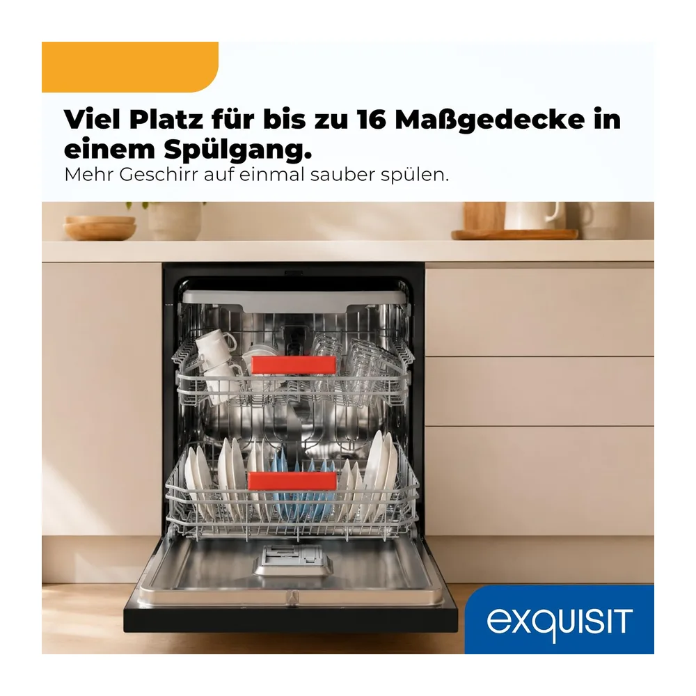 Exquisit Geschirrspüler 16 Maßgedecke, Schwarz [Energieklasse C] — 5